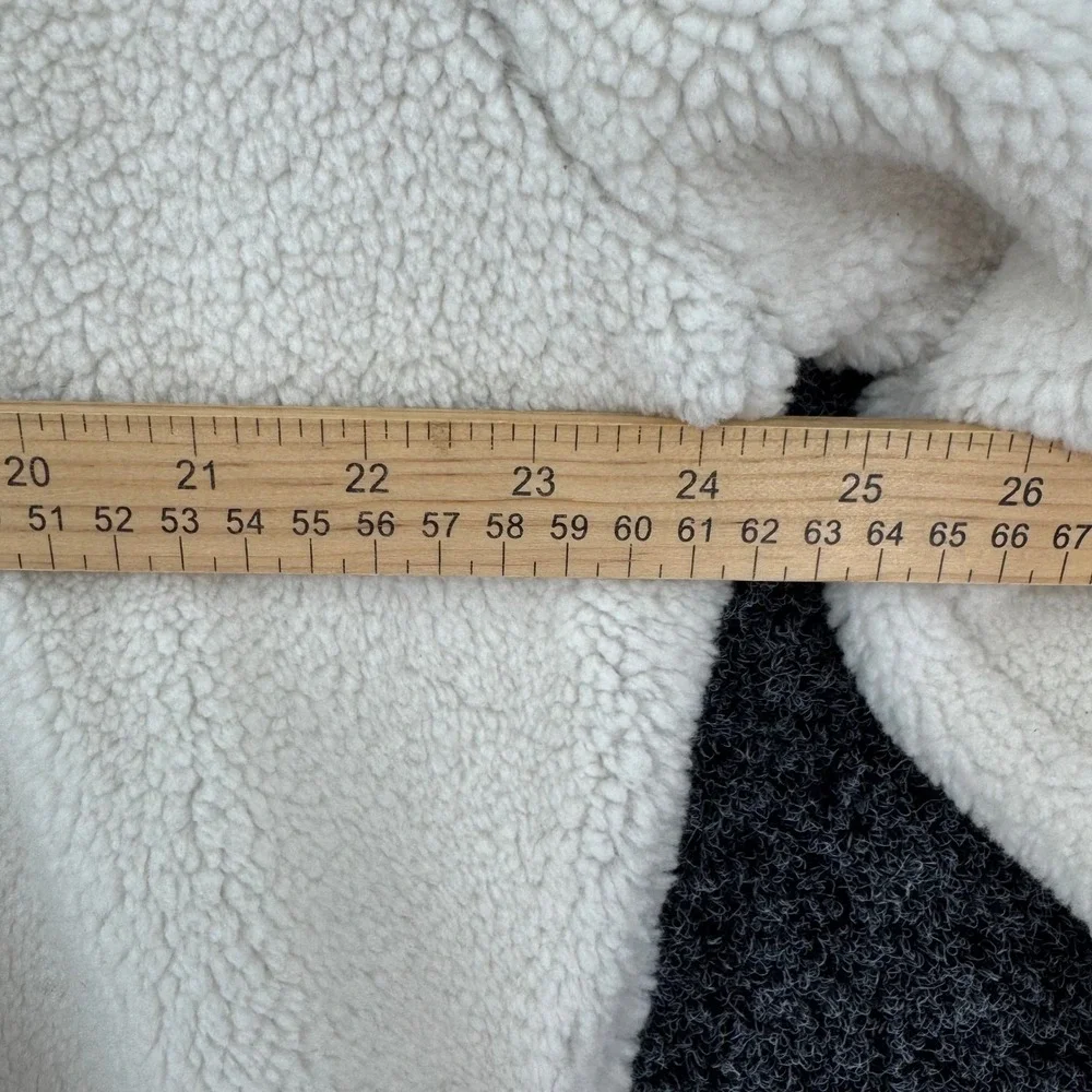 Banana Republic Mens Sherpa Fleece Quarter Zip Pullover Cream Elbow Patches L